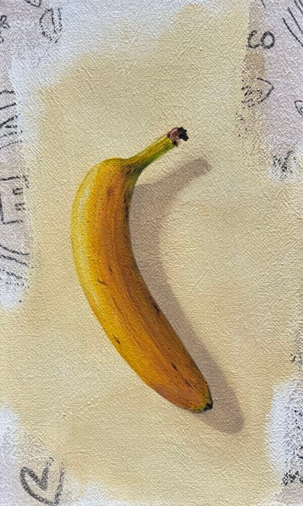 Banane, Öl/Einkaufstasche, 18 x 30 cm, 2025
