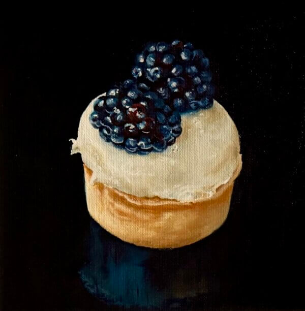 Brombeertörtchen, Öl/Leinwand, 20 x 20 cm, 2025