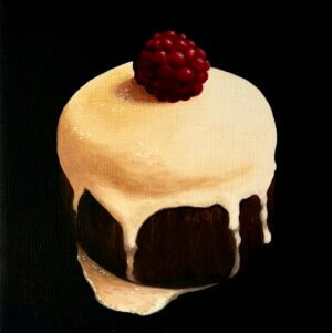 Himbeertörtchen, Öl/Leinwand, 20 x 20 cm, 2025