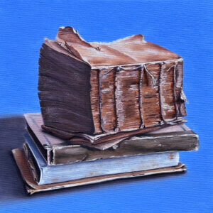 Bücher, Öl/Leinwand, 25 x 25 cm, 2025