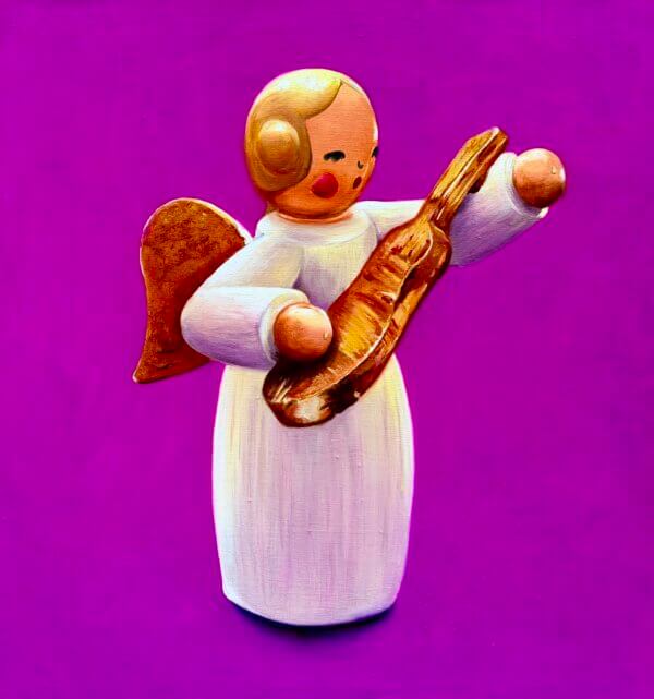 Engel mit Laute, Öl/Leinwand, 30 x 31 cm, 2026