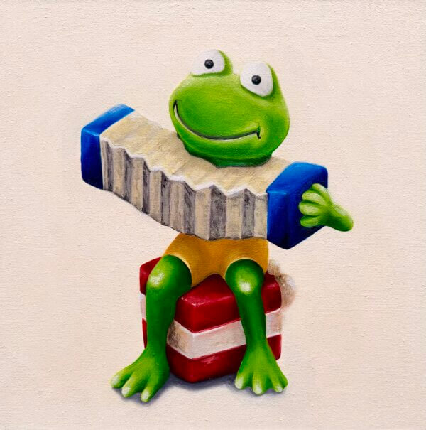 Frosch, Öl/Leinwand, 30 x 30 cm, 2026