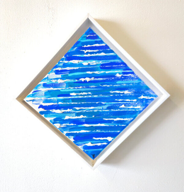 Kunstwerk "Meer" bestehend aus Acrylfarbe und Spachtelmasse.