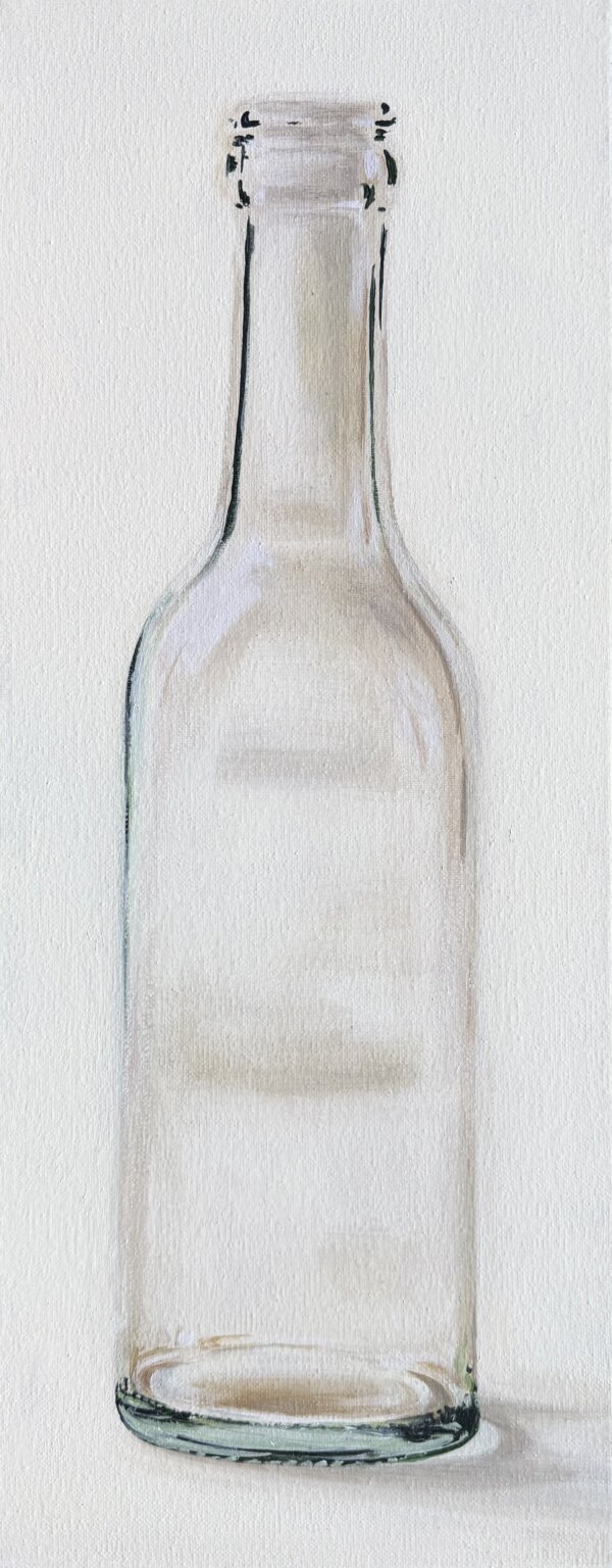 Flasche, weiß, Öl/Leinwand, 20 x 50 cm, 2026