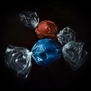 Bonbons, Öl/Leinwand, 20 x 20 cm, 2026